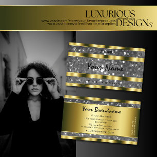 Outstanding Gold Silver Glitter Stars Professional Business Card