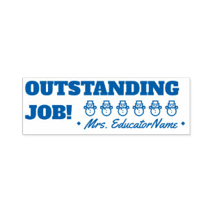 "OUTSTANDING JOB!" + Instructor Name Rubber Stamp