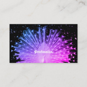 Outstanding Pink Purple Gradient Peacock on Black Business Card