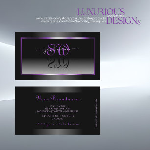 Outstanding Purple Black White Gradient Initials Business Card