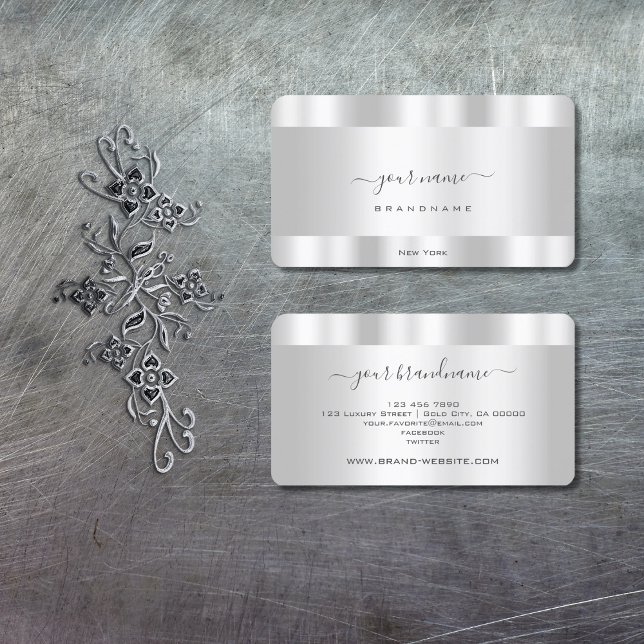 Outstanding Silver Effect Professional and Elegant Business Card (Creator Uploaded)