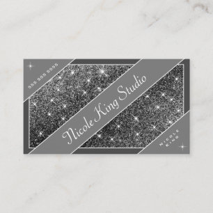 Outstanding Silver Glitter Glam Stars Professional Business Card