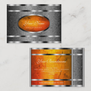 Outstanding Silver Snake Pattern and Orange Marble Business Card