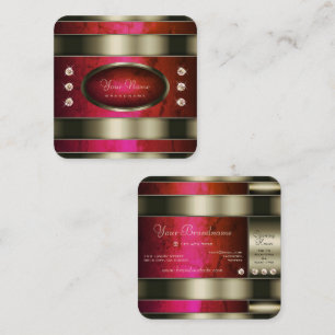 Outstanding Silver with Red Pink Gradient Marble  Square Business Card