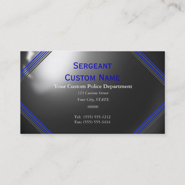 Outstanding Thin Blue Line Custom Business Cards (Front)