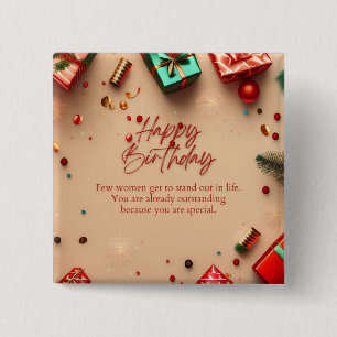 Outstanding Woman Birthday 15 Cm Square Badge
