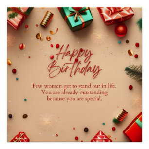 Outstanding Woman Birthday Poster
