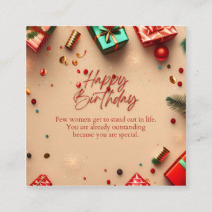 Outstanding Woman Birthday Square Business Card