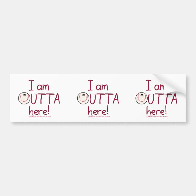 Outta Here! Baseball Character Bumper Sticker (Front)