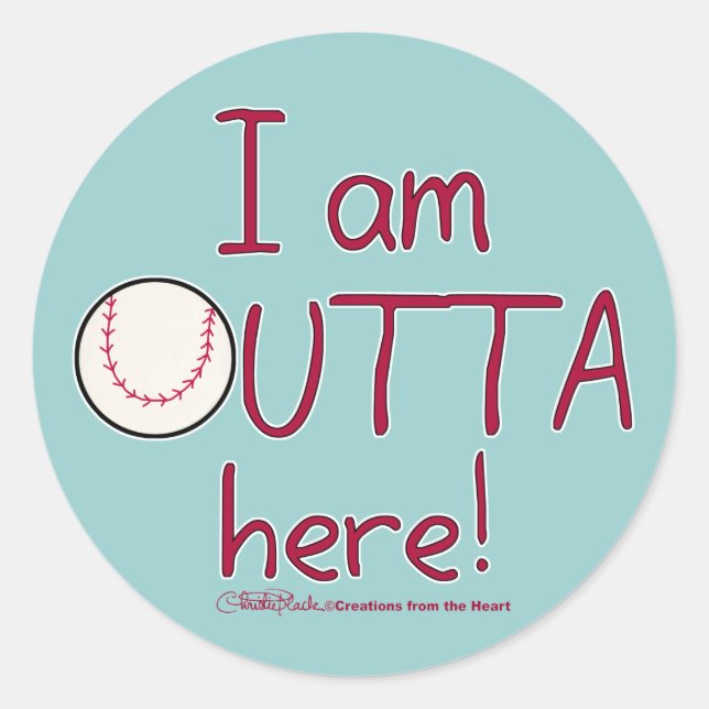 Outta Here! Baseball Classic Round Sticker (Front)