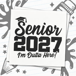 Outta Here Graduation Quote Senior Class of 2027 Napkin
