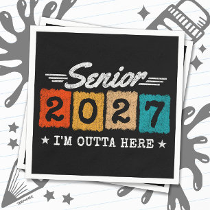 Outta Here Graduation Quote Senior Class of 2027 Napkin
