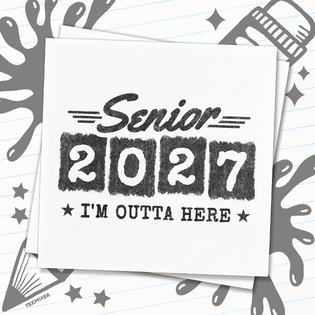 Outta Here Graduation Retro Senior Class of 2027 Napkin (Creator Uploaded)