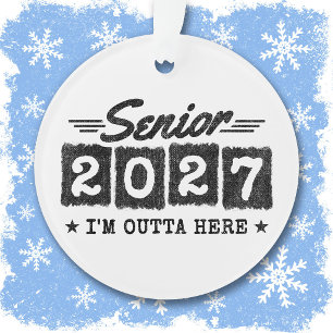 Outta Here Graduation Retro Senior Class of 2027 Ornament