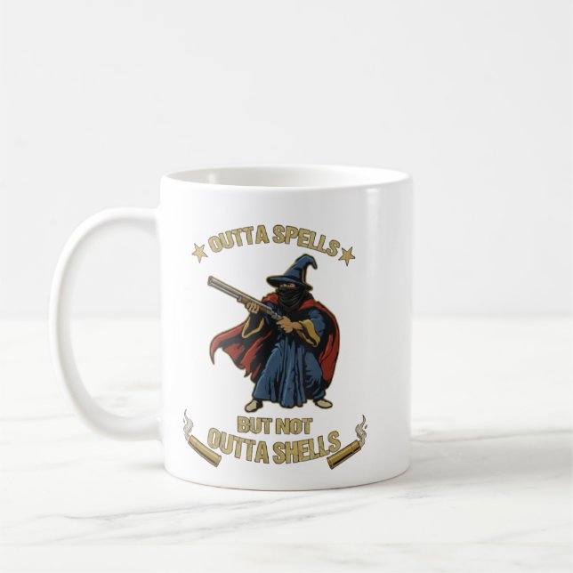 Outta Spells But Not Outta Shells Fantasy Meme Vin Coffee Mug (Left)
