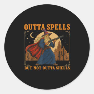 Outta Spells But Not Outta Shells Wizard Fantasy M Classic Round Sticker
