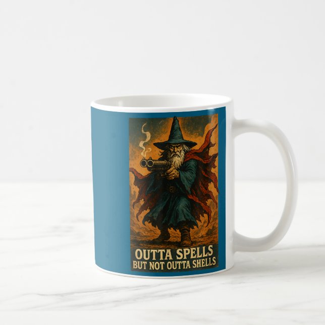 Outta Spells But Not Outta Shells Wizard Fantasy M Coffee Mug (Right)