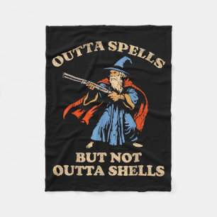 Outta Spells But Not Outta Shells Wizard Fantasy M Fleece Blanket
