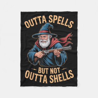 Outta Spells But Not Outta Shells Wizard Fantasy M Fleece Blanket