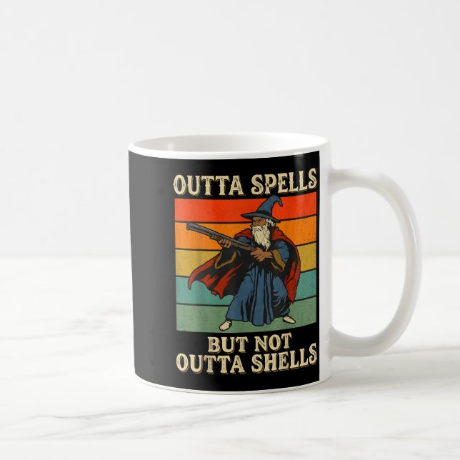 Outta Spells But Not Outta Shells Wizard Retro Fan Coffee Mug (Right)