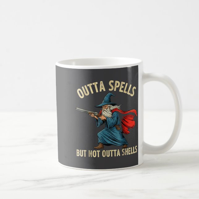 Outta Spells But Not Shells Wizard Meme  Coffee Mug (Right)