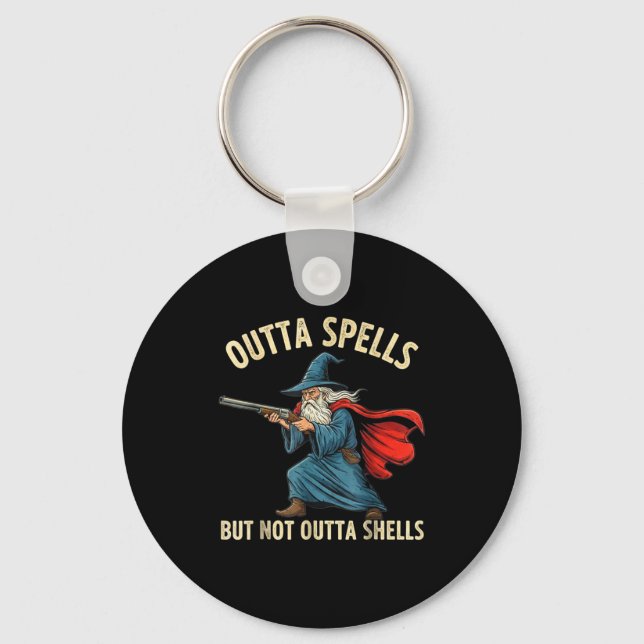 Outta Spells But Not Shells Wizard Meme  Key Ring (Front)