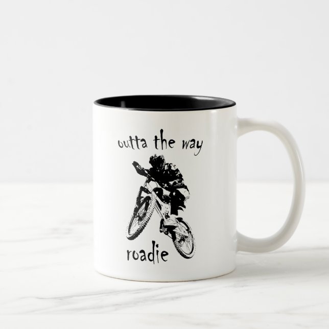 Outta The Way Roadie Mountain Bike Two-Tone Coffee Mug (Right)