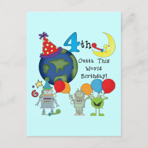 Outta This World 4th Birthday Tshirts and Gifts Postcard