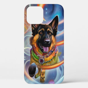 Outta This World Trippy German Shepherd iPhone 12 Case