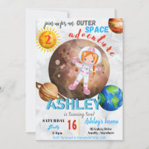 Outter Space Adventure 2 Birthday Invitation Card