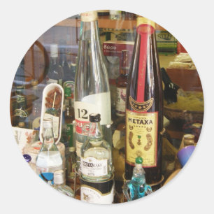 Ouzo and metaxa alcohol classic round sticker
