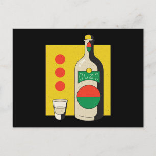 Ouzo bottle postcard