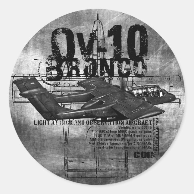 OV-10 Bronco Classic Round Sticker (Front)