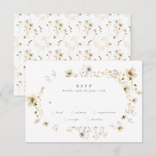 Oval Abundance Dried Wildflower Pampas Wedding RSVP Card