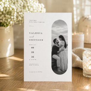 Oval Arch Elegant Editorial Photo Wedding Invitation