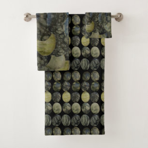 Oval Banded Agate Gemstone Four Part Pattern  Bath Towel Set