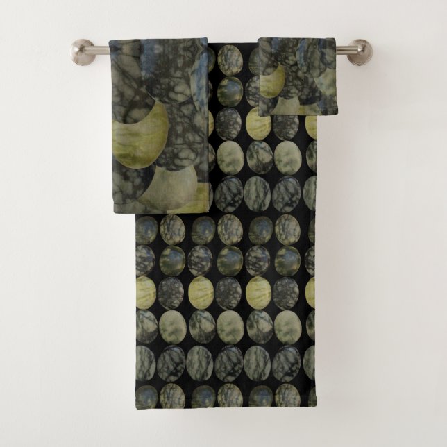 Oval Banded Agate Gemstone Four Part Pattern  Bath Towel Set (Insitu)