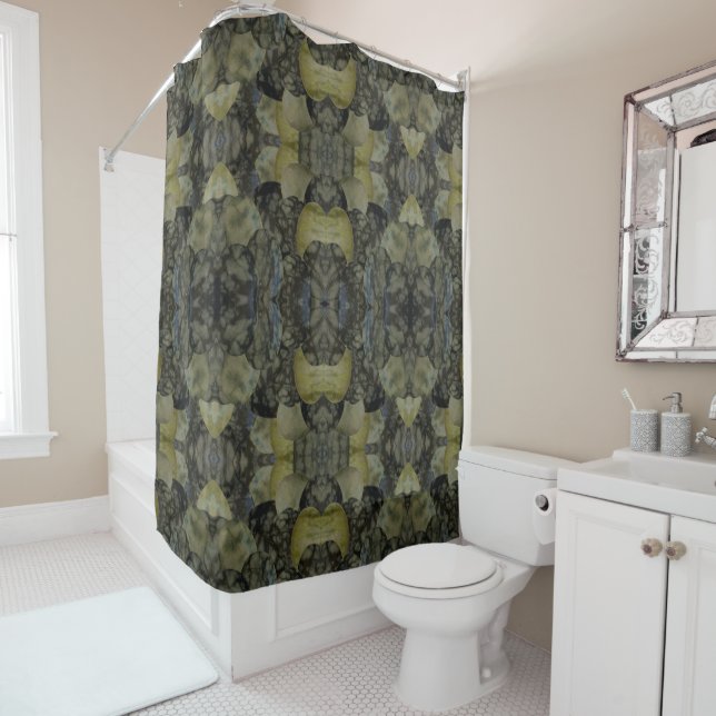 Oval Banded Agate Gemstone Four Part Pattern  Shower Curtain (In Situ)