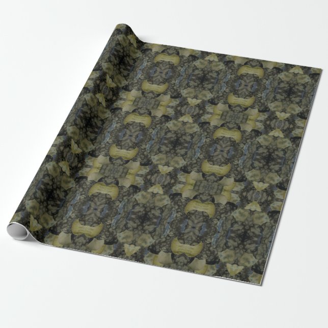 Oval Banded Agate Gemstone Four Part Pattern  Wrapping Paper (Unrolled)