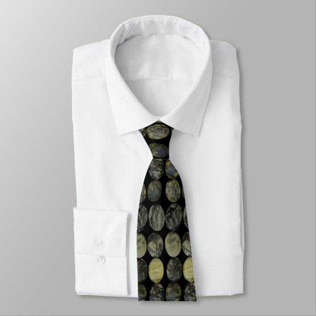 Oval Banded Agate Gemstone Horizontal Pattern  Tie (Tied)