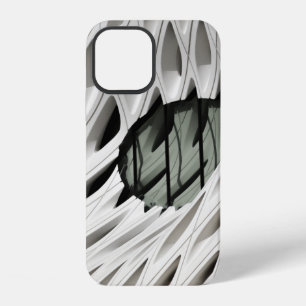 Oval black tint glass panel on white surface iPhone 12 case