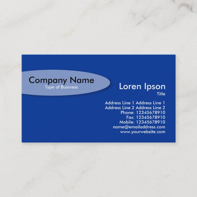 Oval - Blue Business Card (Front)