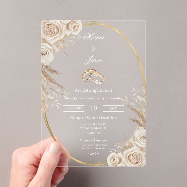 Oval Boho wedding ring Invitation (Insitu (Handheld))