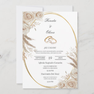 Oval Boho wedding ring Spanish Wedding Invitation