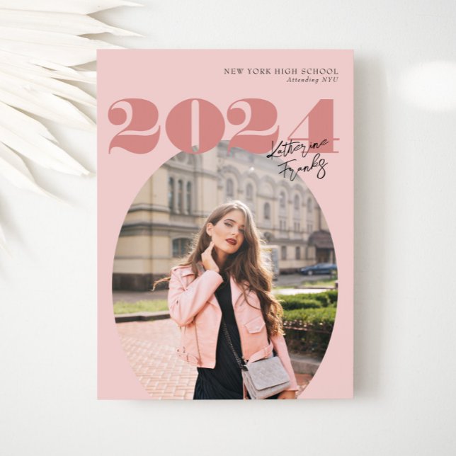 Oval Bold Modern Class of 2024 Photo Graduation Invitation (Creator Uploaded)