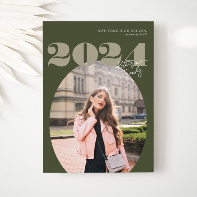 Oval Bold Modern Class of 2024 Photo Graduation Invitation (Creator Uploaded)