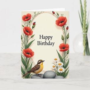 Oval Botanical Birthday Card