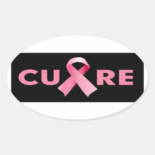 Oval Breast Cancer Cure Stickers