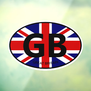 Oval British Union Jack flag country code car