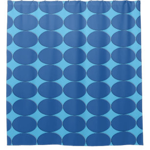 Oval Button - blue + your backgr. & ideas Shower Curtain